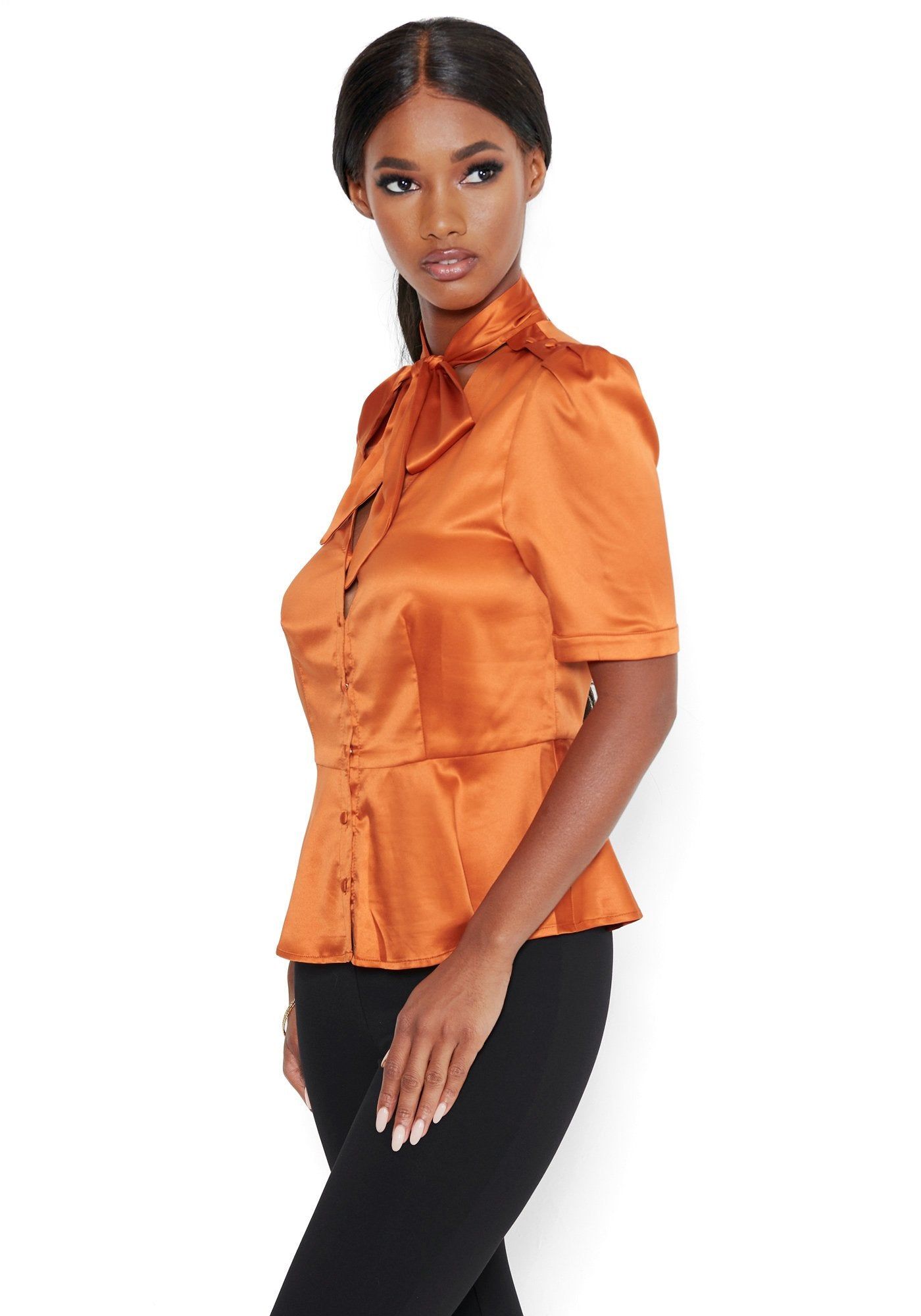 Tie Neck Peplum Blouse sold by Bebe product image thumbnail 2