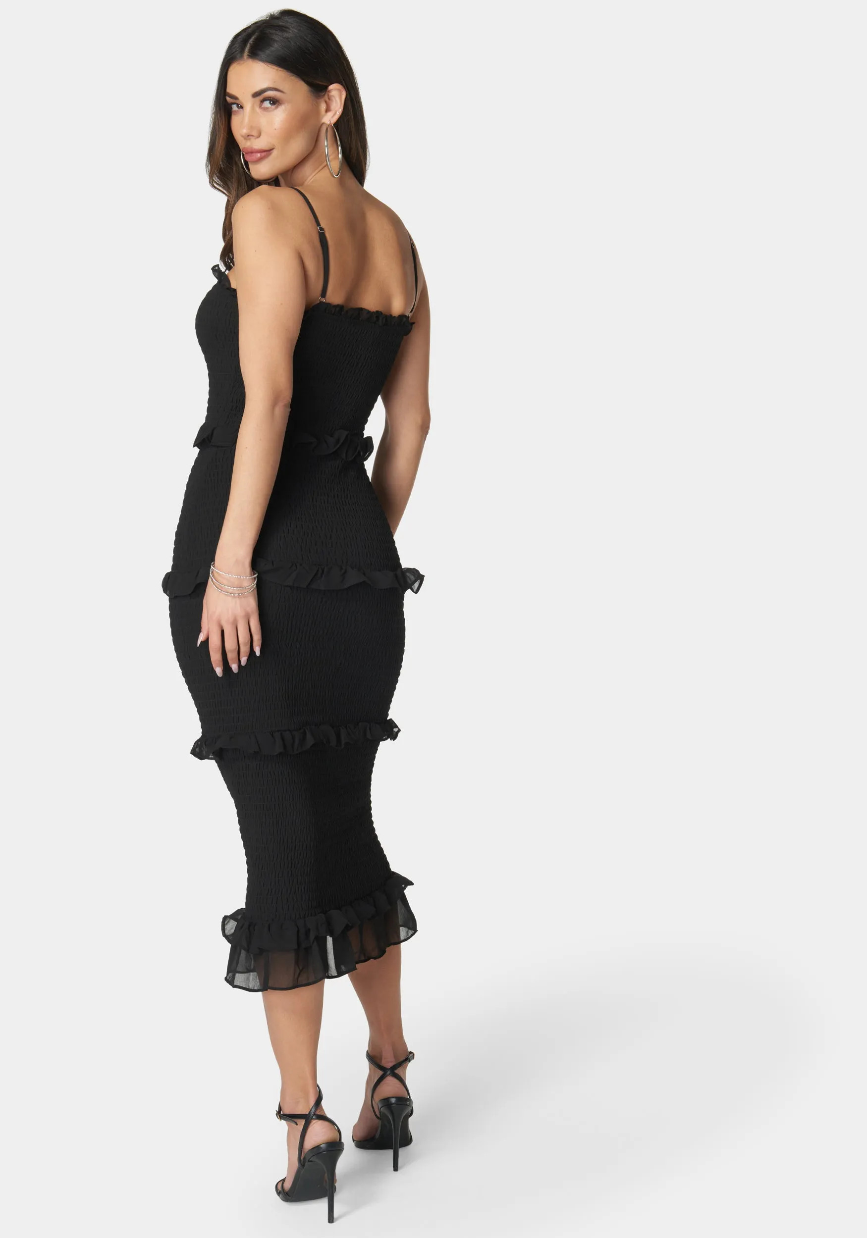 Georgette Smocked Midi Dress sold by Bebe product image thumbnail 3