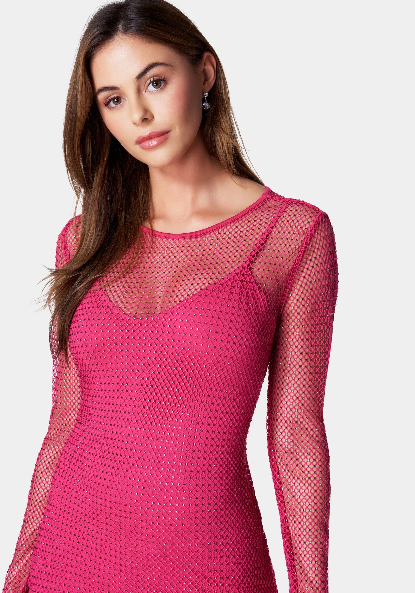 Diamante Crystal Mesh Mini Dress sold by Bebe product image thumbnail 5