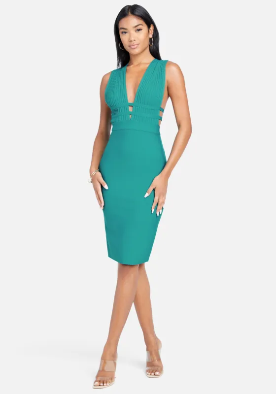 Plunge Neck Bandage Dress sold by Bebe