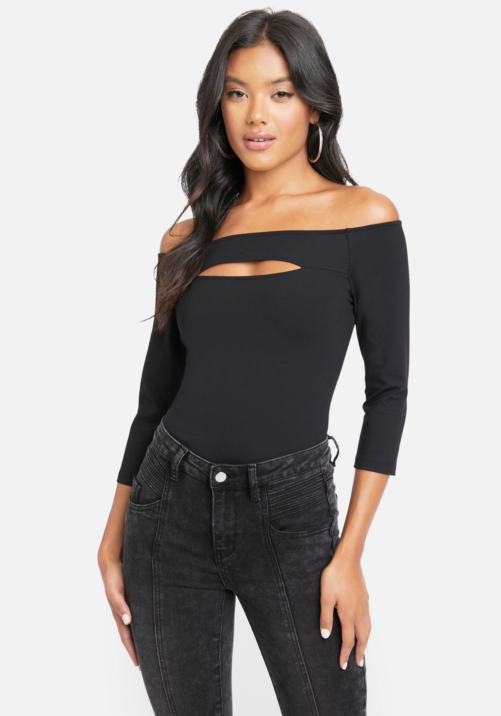 Front Cutout 3/4 Sleeve Knit sold by Bebe