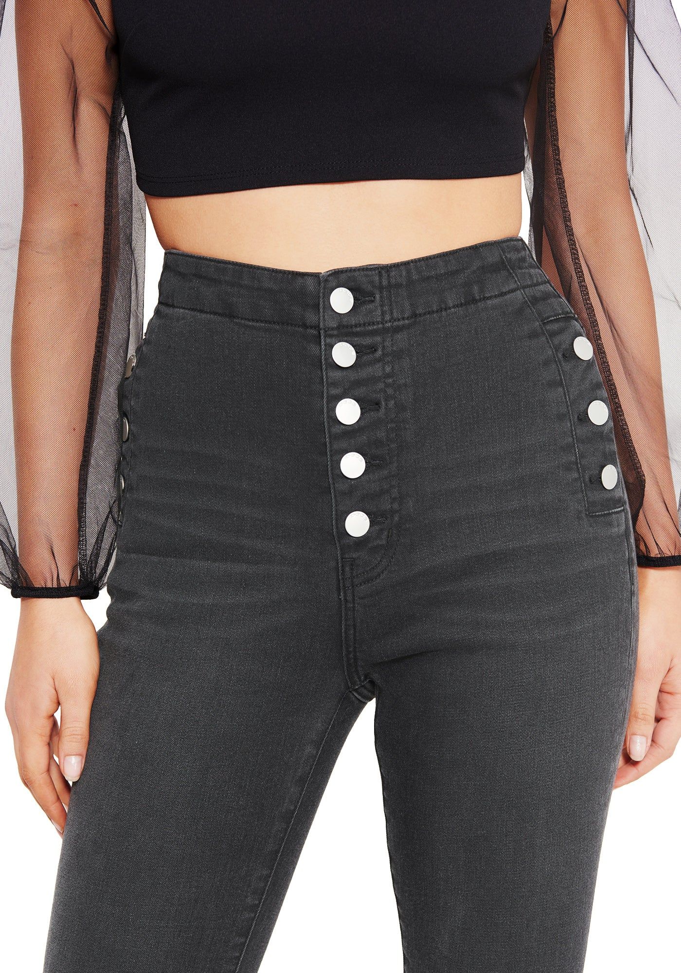Button Trim High Waist Jeans sold by Bebe product image thumbnail 4