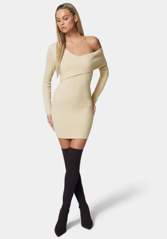 Asymmetrical Off Shoulder Sweater Dress sold by Bebe