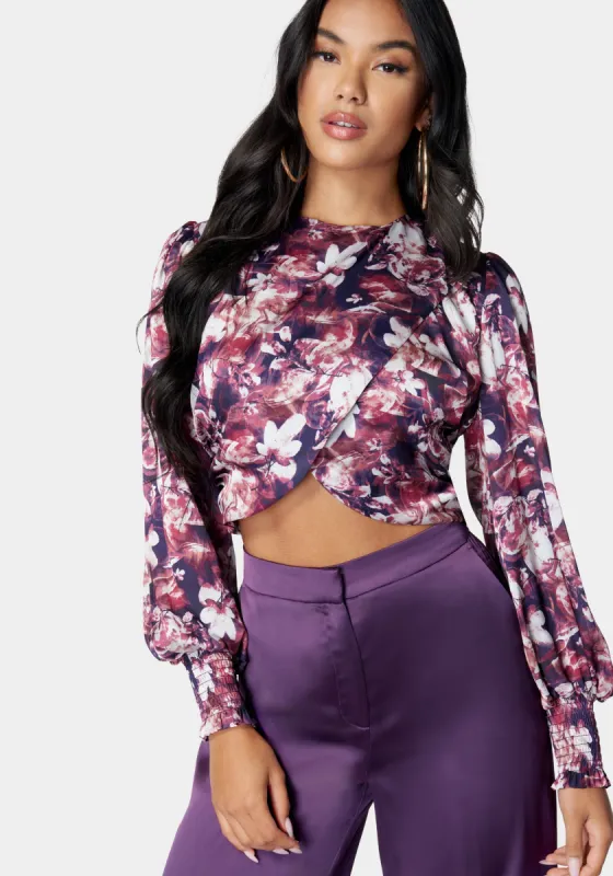 Round Neck Surplice Front Blouse sold by Bebe