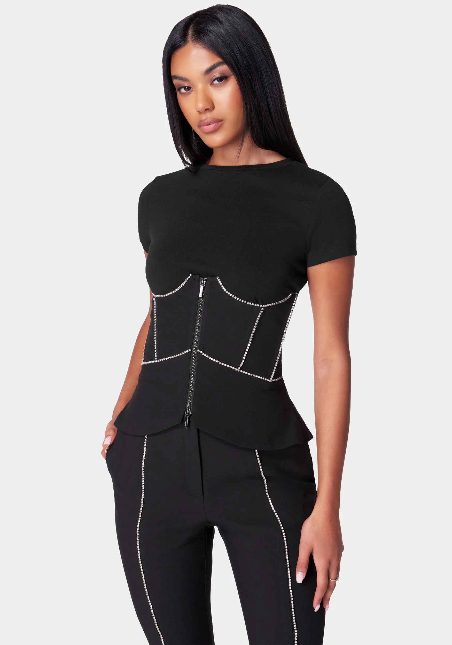 Embellished Peplum Corset Top sold by Bebe product image thumbnail 2