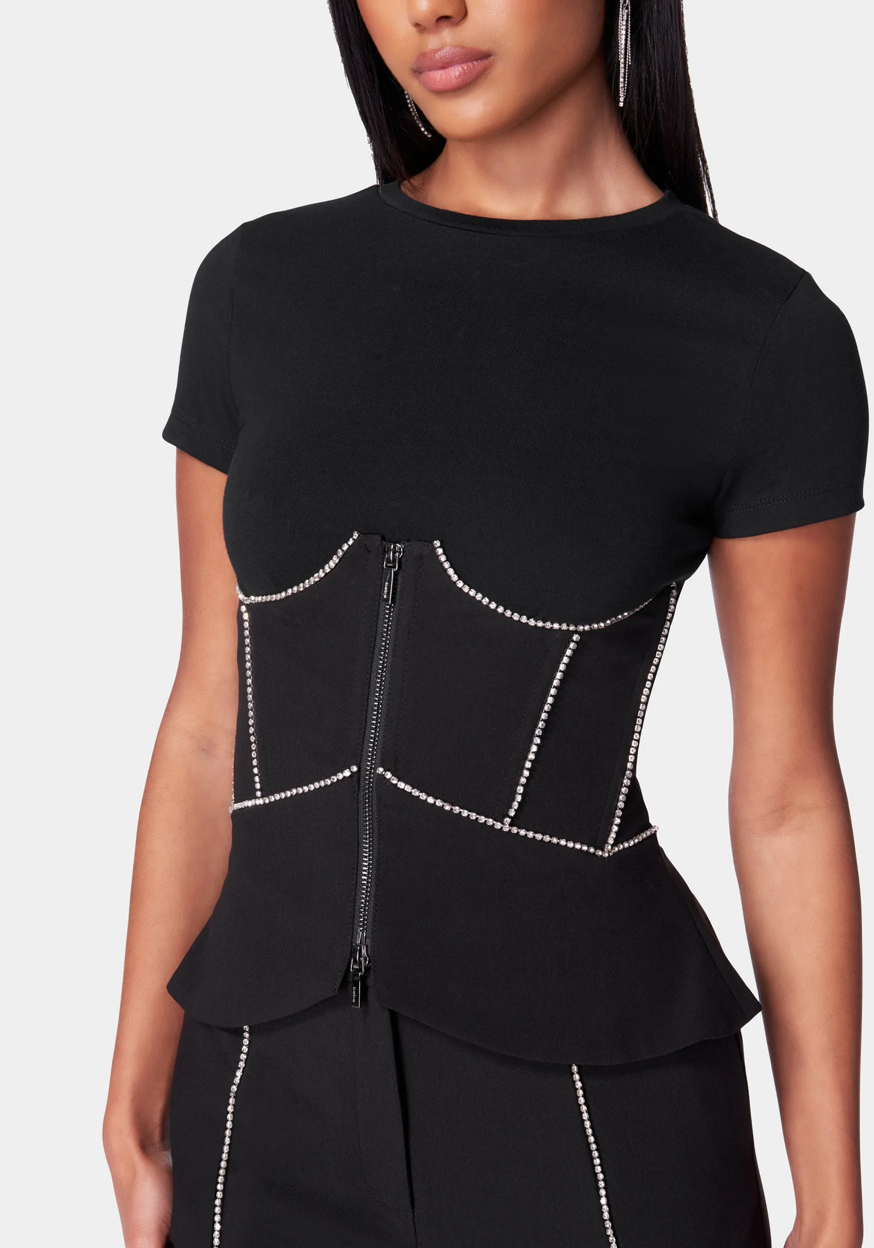 Embellished Peplum Corset Top sold by Bebe product image thumbnail 5