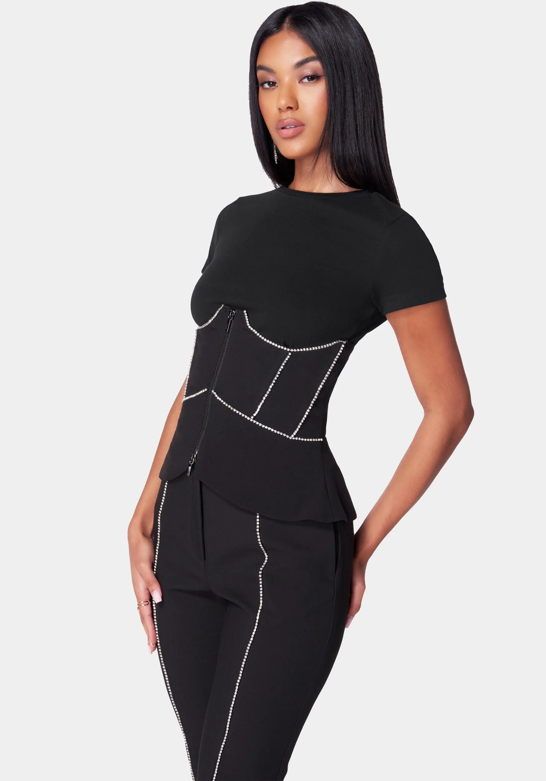 Embellished Peplum Corset Top sold by Bebe product image thumbnail 3