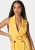 Satin Sleeveless Belted Tailored Romper sold by Bebe