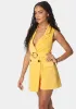 Satin Sleeveless Belted Tailored Romper sold by Bebe