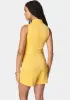 Satin Sleeveless Belted Tailored Romper sold by Bebe