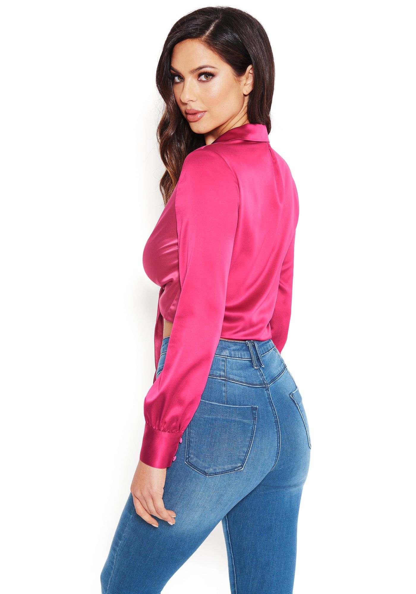 Charmeuse Tie Crop Top sold by Bebe product image thumbnail 3