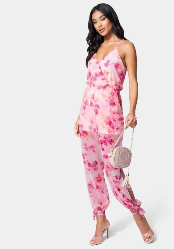 Printed Ankle Tie Jumpsuit sold by Bebe