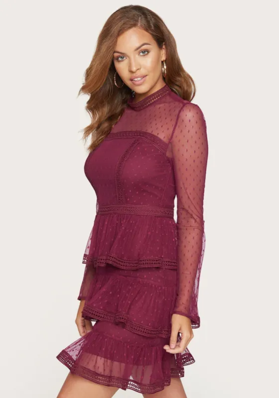 Dotted Mesh Ruffled Dress sold by Bebe
