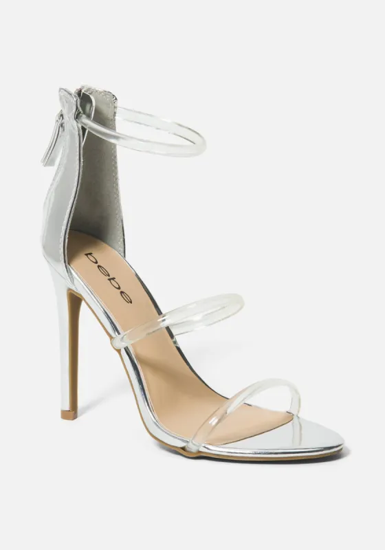 Berdine C Clear Strappy Heels sold by Bebe
