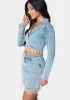 Rhinestone Hem Tailored Denim Jacket sold by Bebe