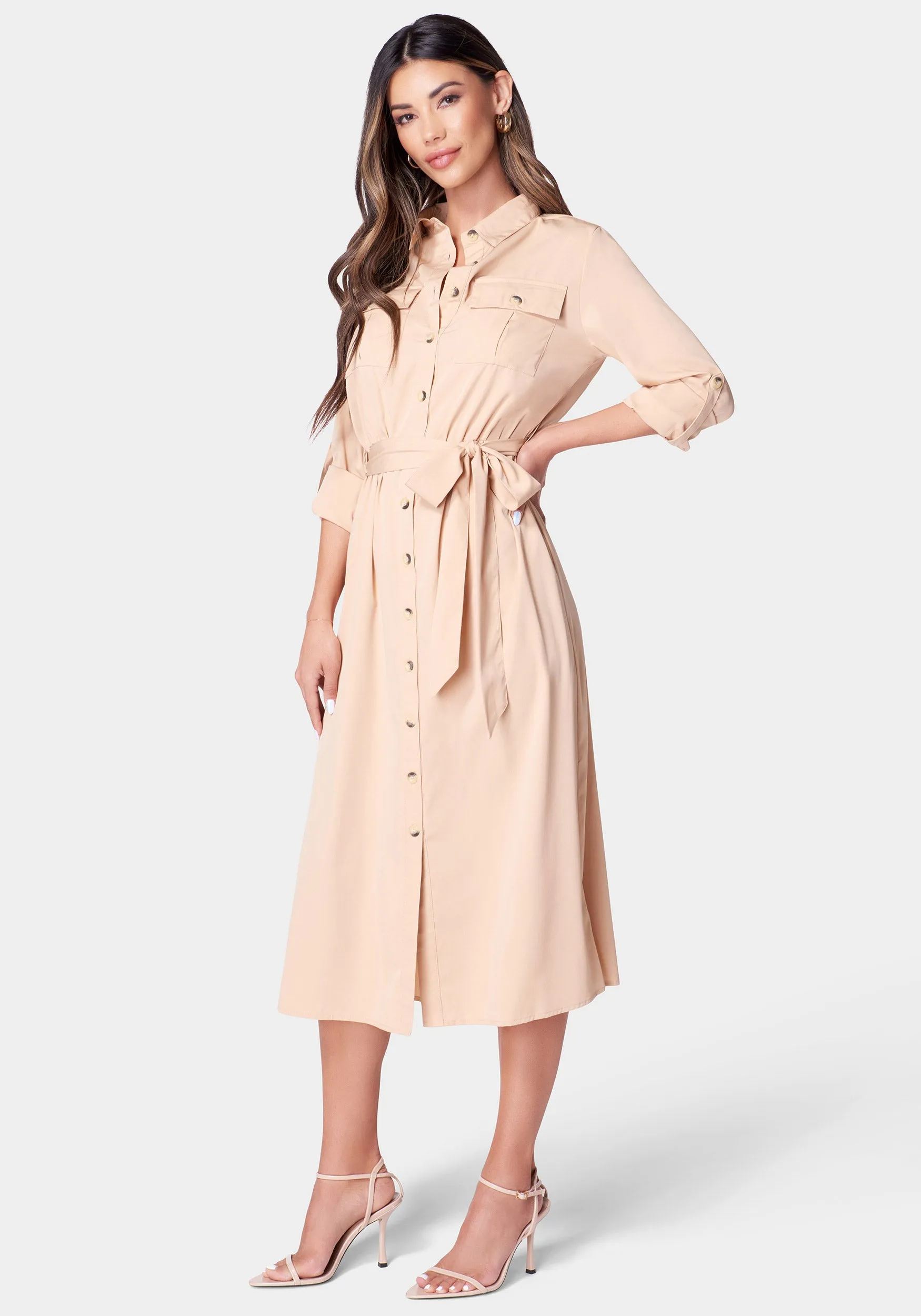 Poly Crepe Button Dress sold by Bebe product image thumbnail 2