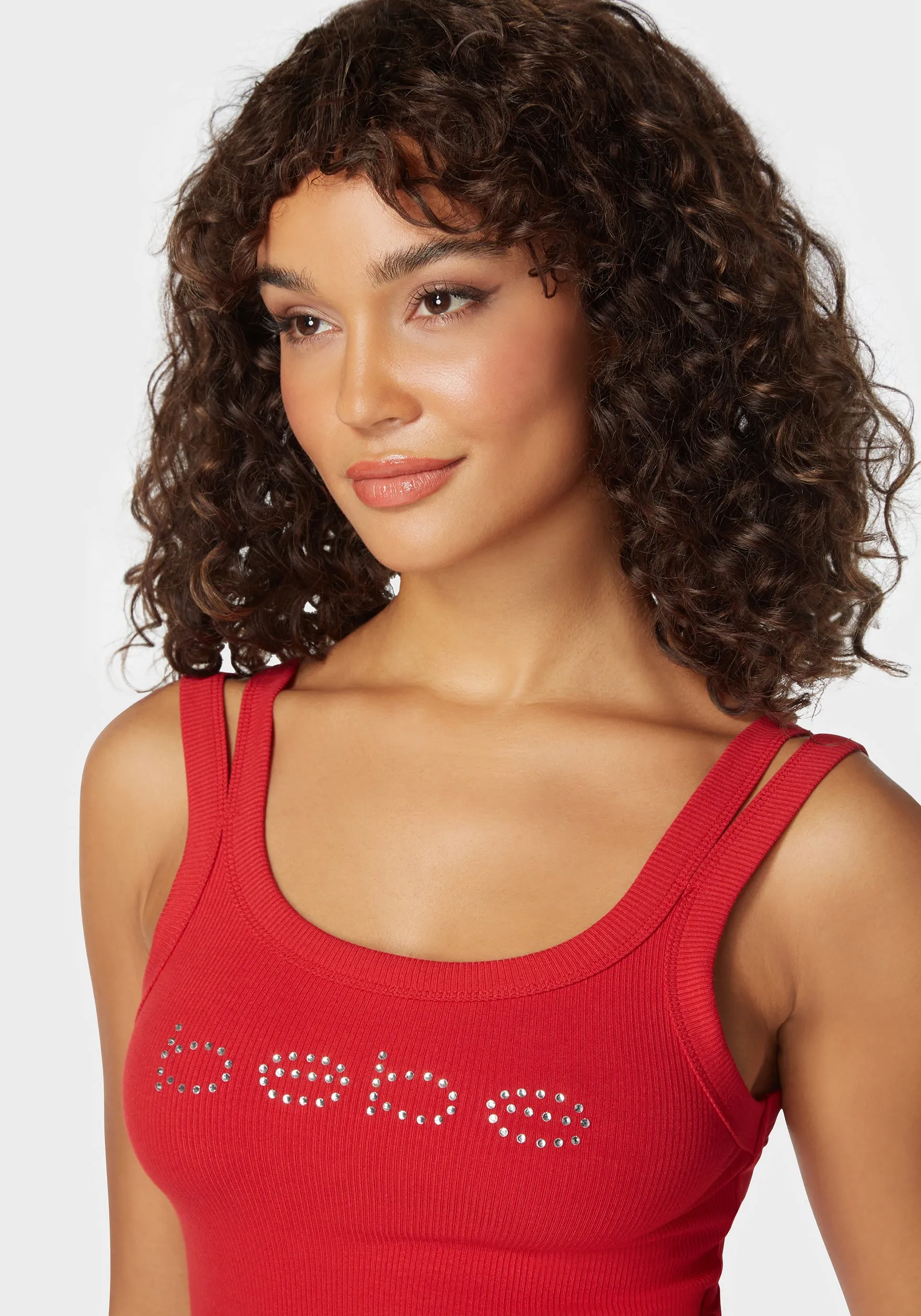 Bebe Logo Double Strap Single Stone Rib Top sold by Bebe product image thumbnail 4