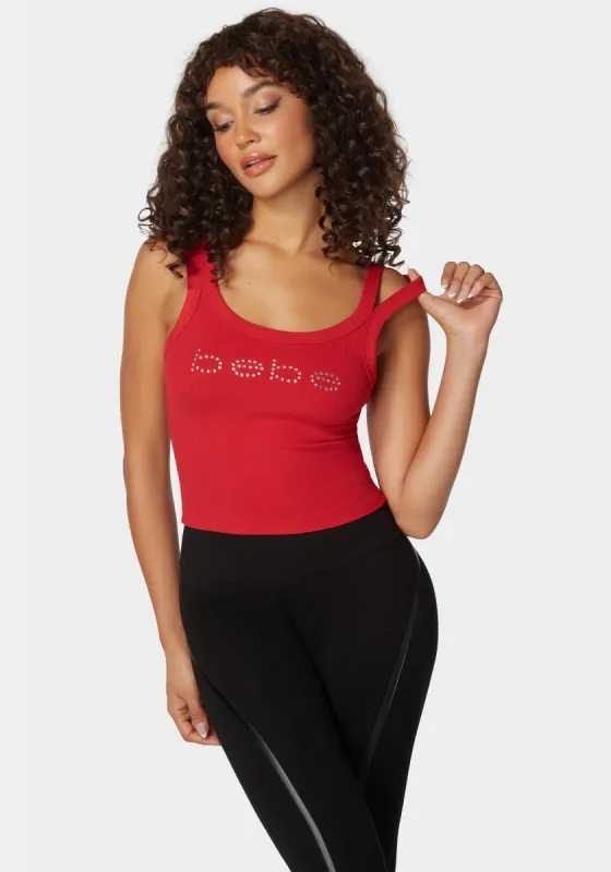 Bebe Logo Double Strap Single Stone Rib Top sold by Bebe