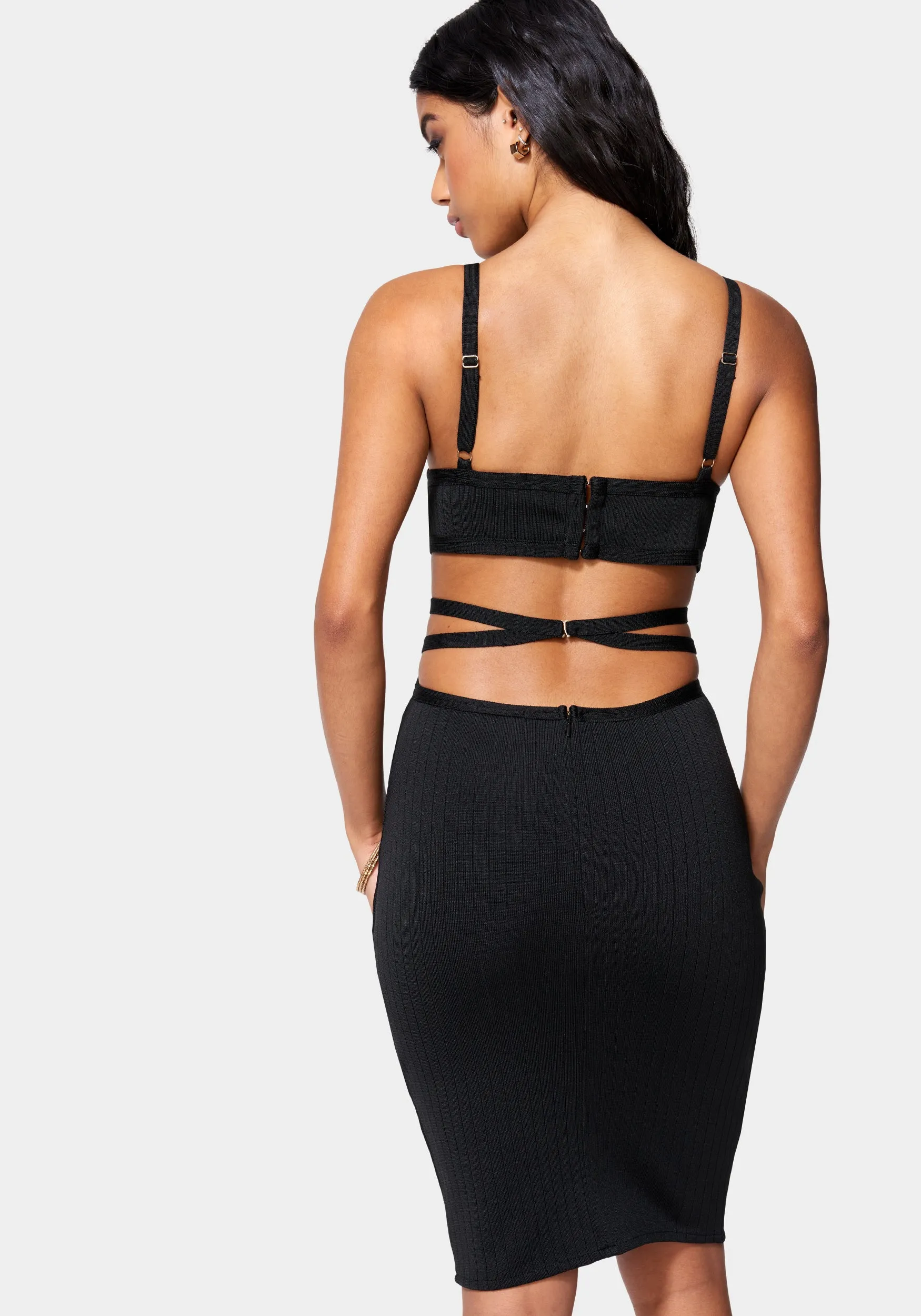 Bandage Plunge Neck Banded Dress sold by Bebe product image thumbnail 3