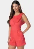 Eyelet Open Back Bow Detail Romper sold by Bebe