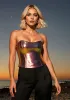 Strapless Scoop Neck Sequin Bustier Top sold by Bebe