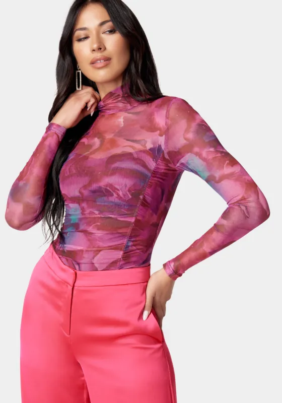 Printed Ruched Bodysuit sold by Bebe