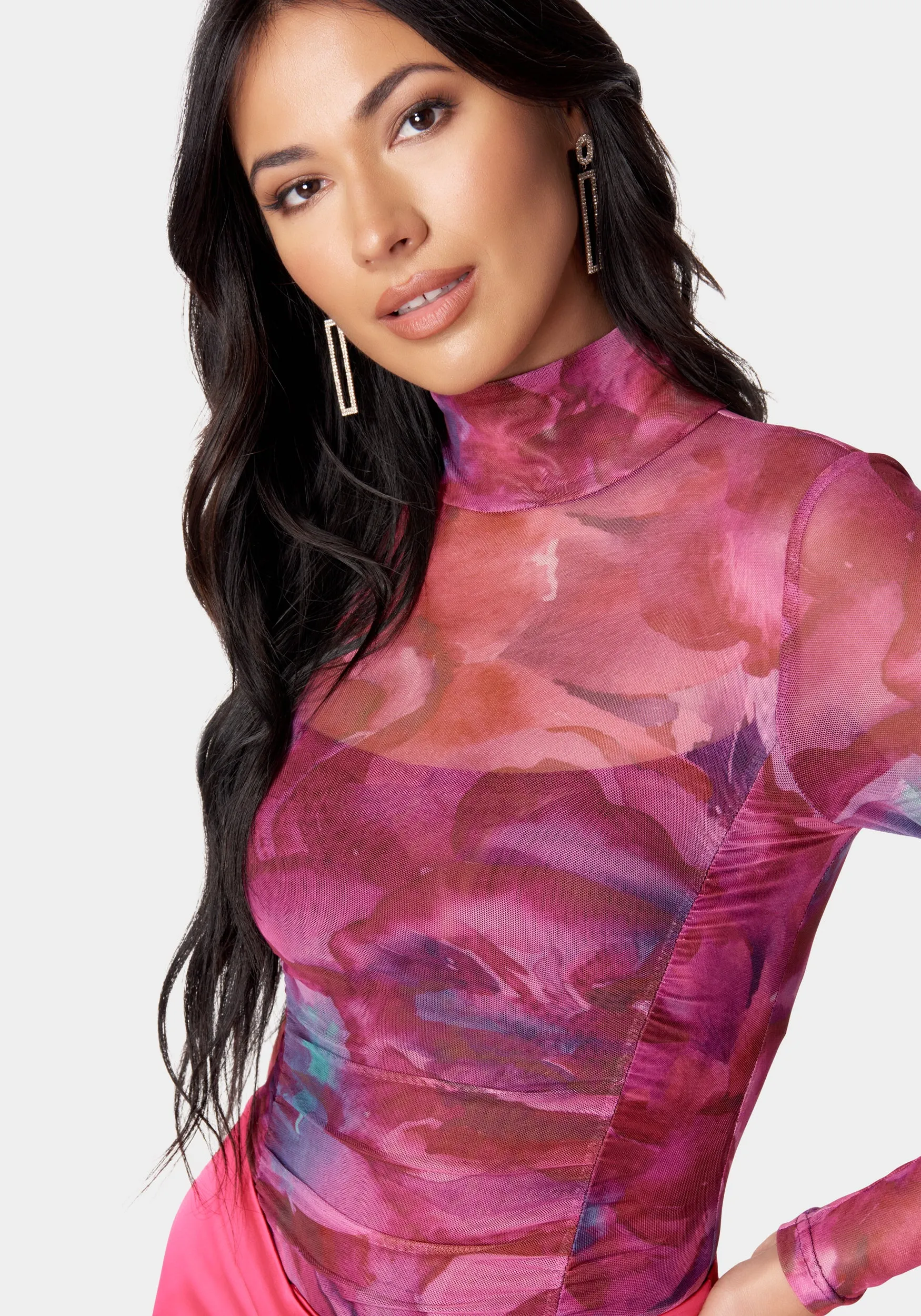 Printed Ruched Bodysuit sold by Bebe product image thumbnail 4