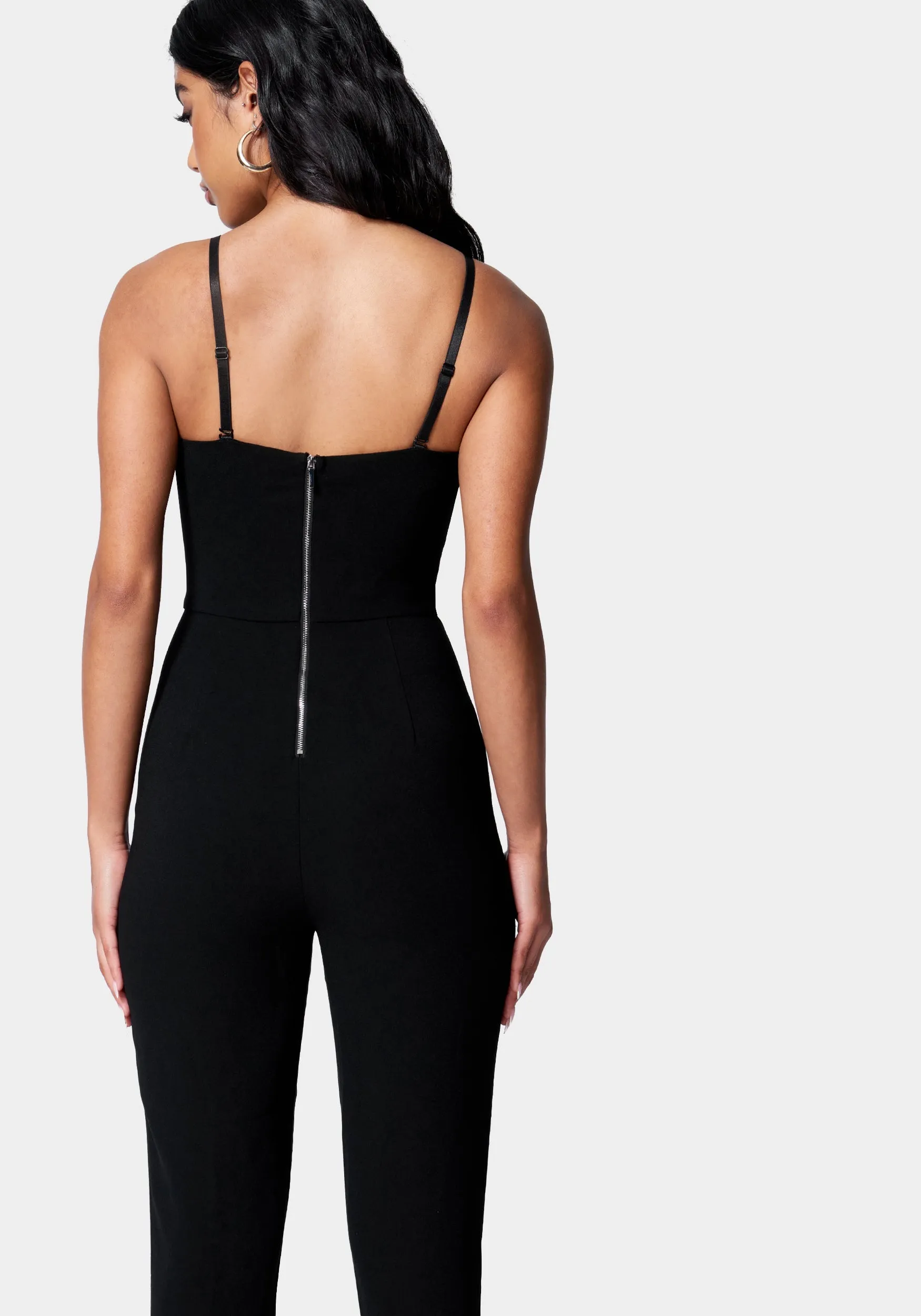 Feather Trim Split Hem Jumpsuit sold by Bebe product image thumbnail 3