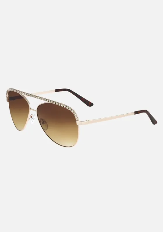Crystal Aviator Sunglasses sold by Bebe