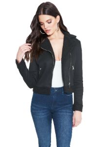 Faux Suede Sherpa Jacket sold by Bebe