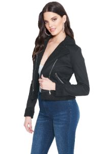 Faux Suede Sherpa Jacket sold by Bebe