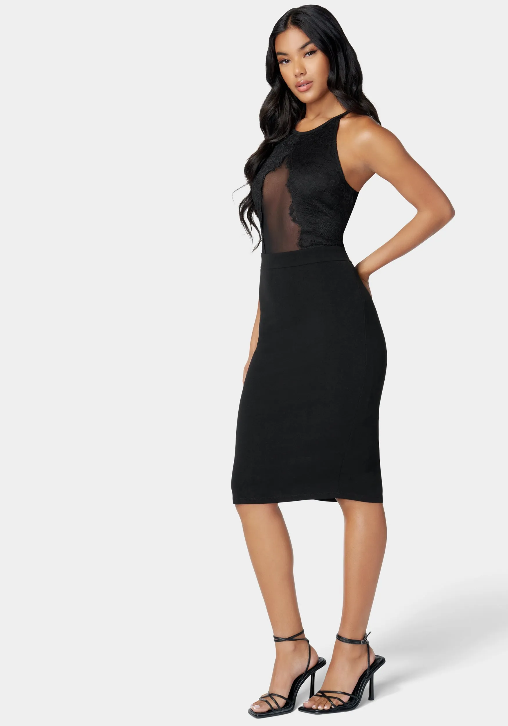 Peekaboo Lace Knit Pencil Dress sold by Bebe product image thumbnail 2