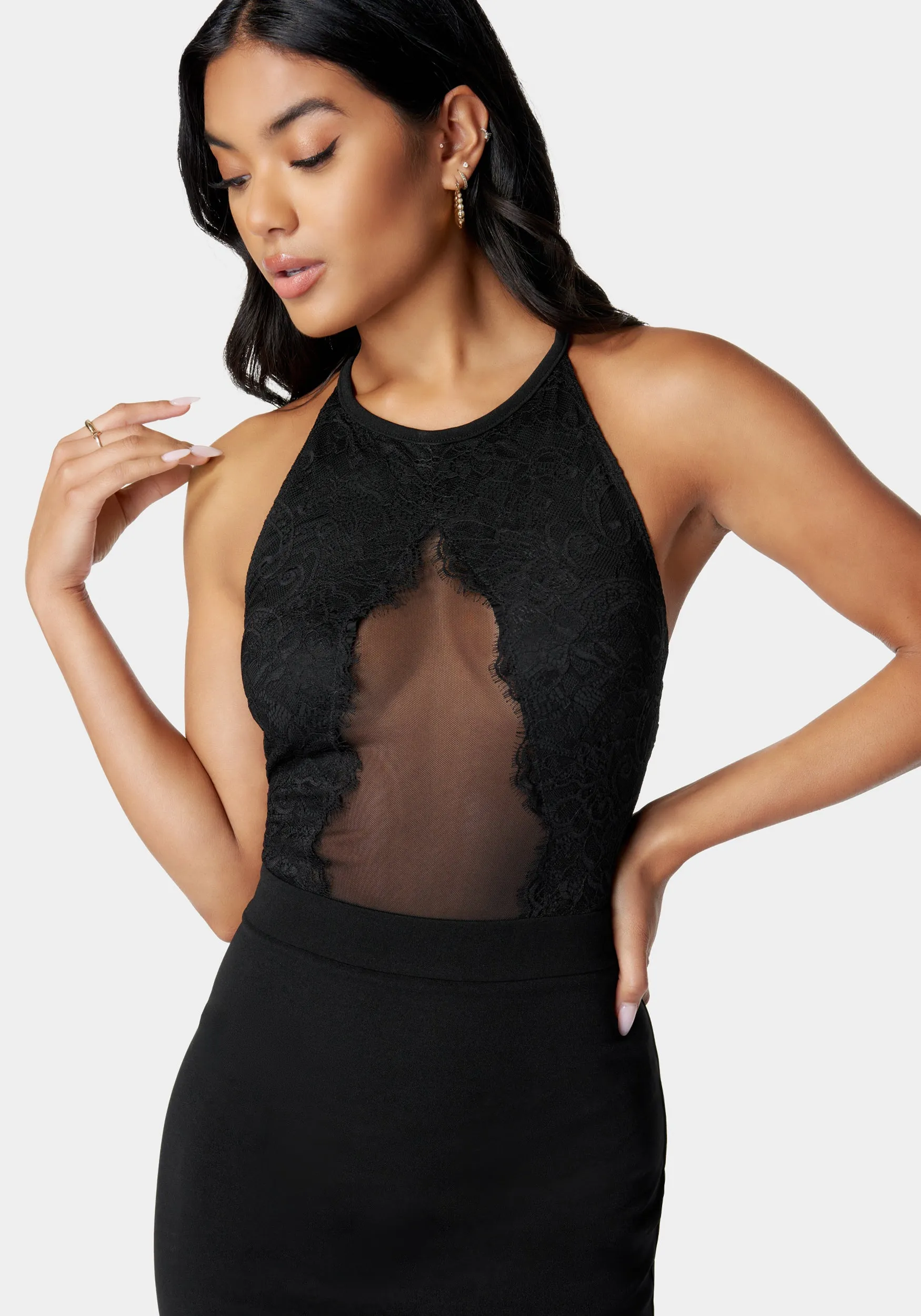 Peekaboo Lace Knit Pencil Dress sold by Bebe product image thumbnail 4