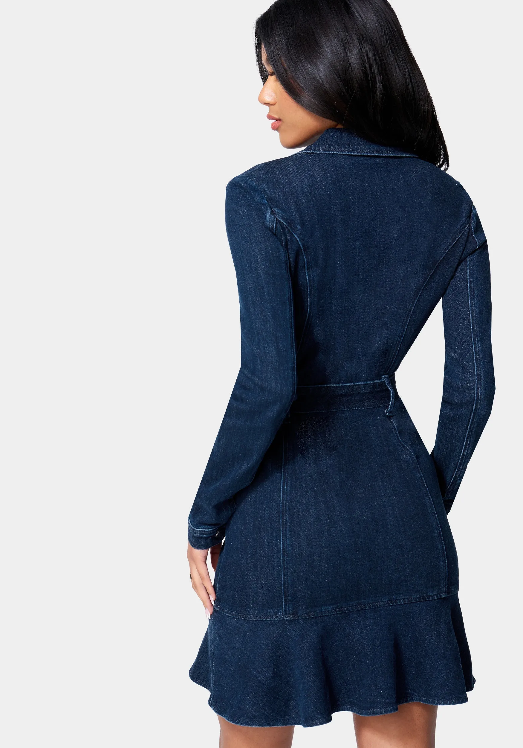 Moto Style Belted Denim Dress sold by Bebe product image thumbnail 3