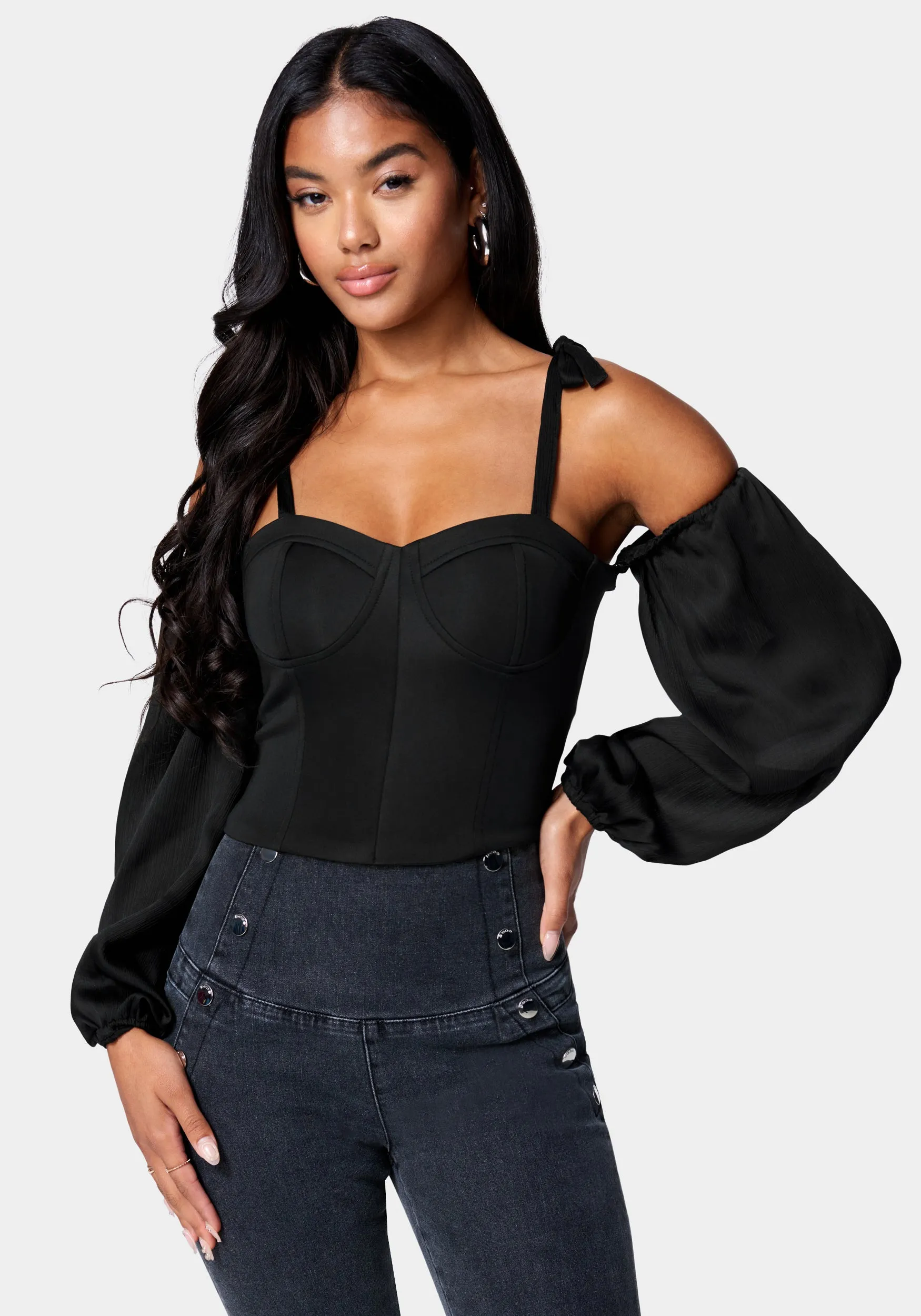 Detachable Sleeve Bustier Top sold by Bebe