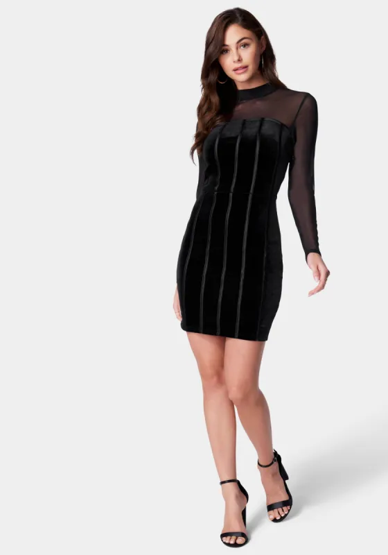Mesh And Velvet Bodycon Dress sold by Bebe