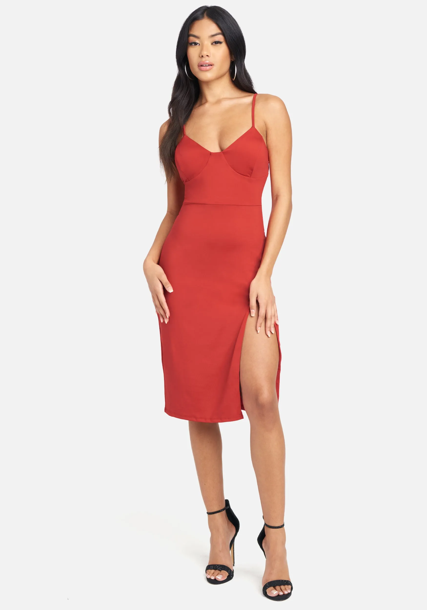 High Slit Knit Midi Dress sold by Bebe