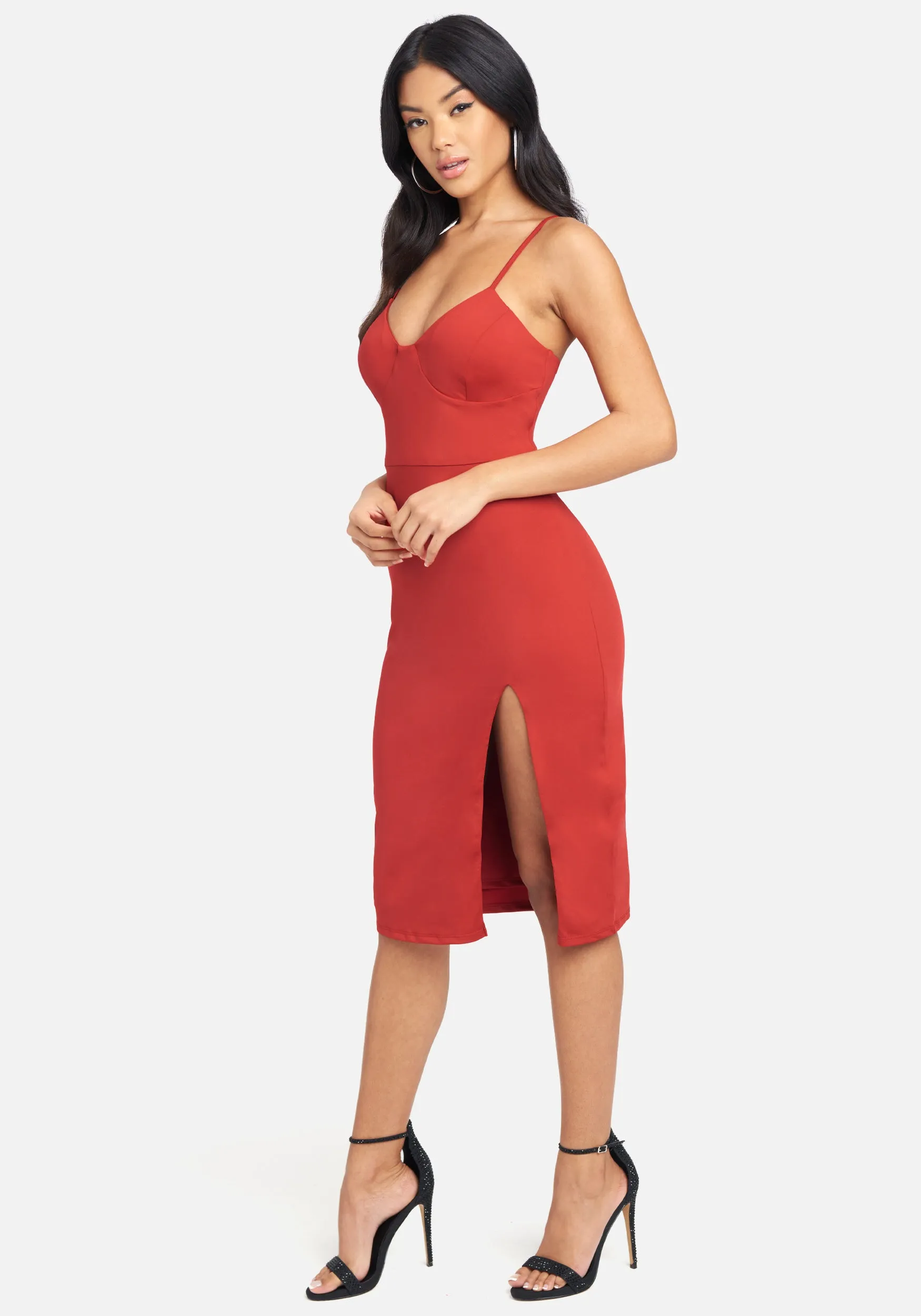 High Slit Knit Midi Dress sold by Bebe product image thumbnail 2