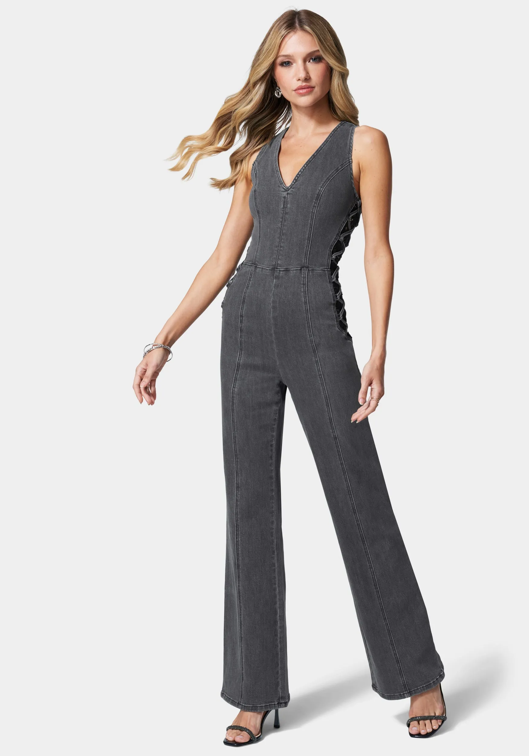 Lace Detail Corset Denim Jumpsuit sold by Bebe product image thumbnail 2