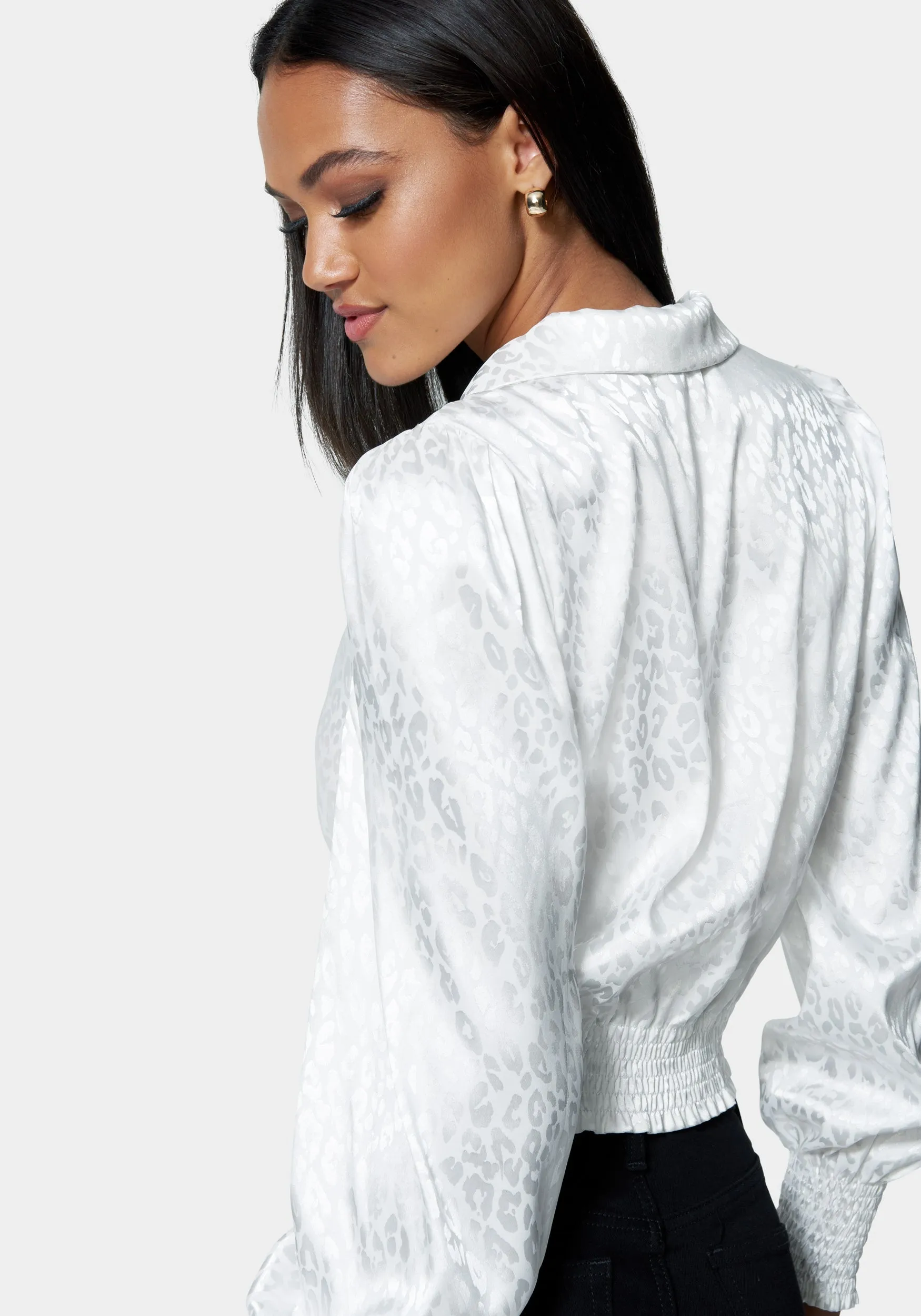 Ring Tie Front Jacquard Top sold by Bebe product image thumbnail 3