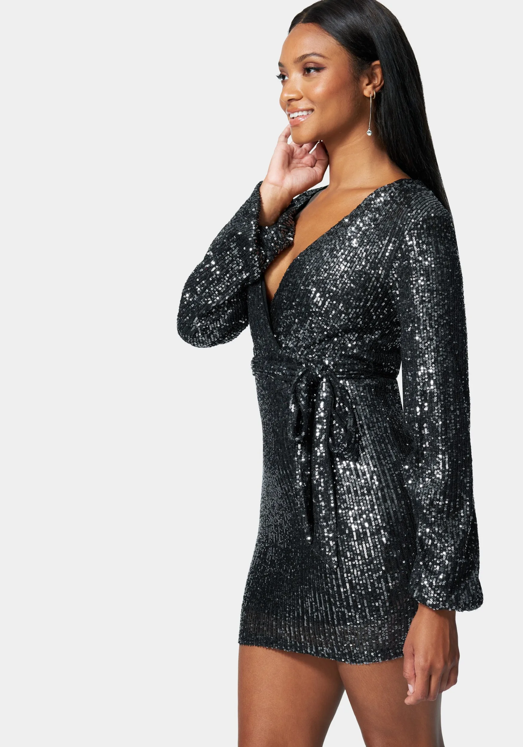 Sequin Tie Front Dress sold by Bebe product image thumbnail 2