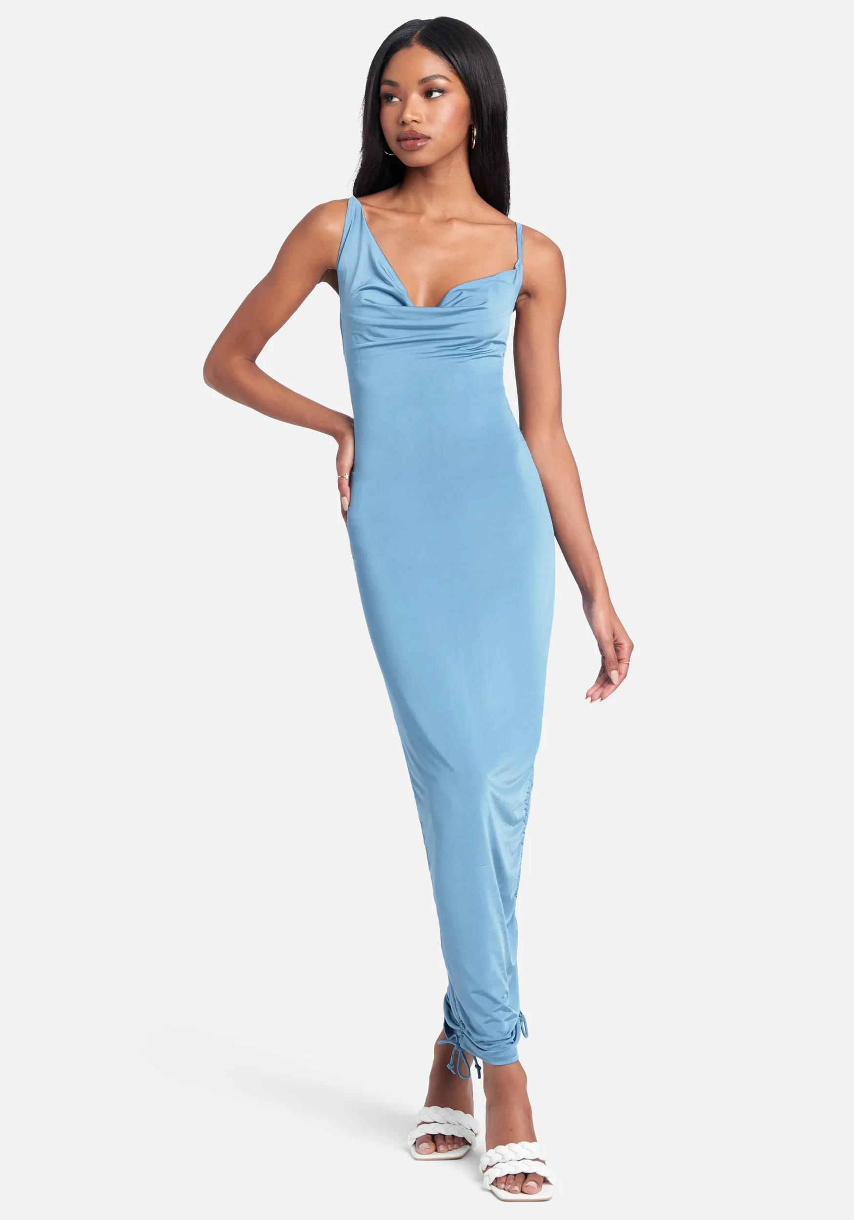 Asymmetrical Ruched Tie Hem Dress sold by Bebe product image thumbnail 5