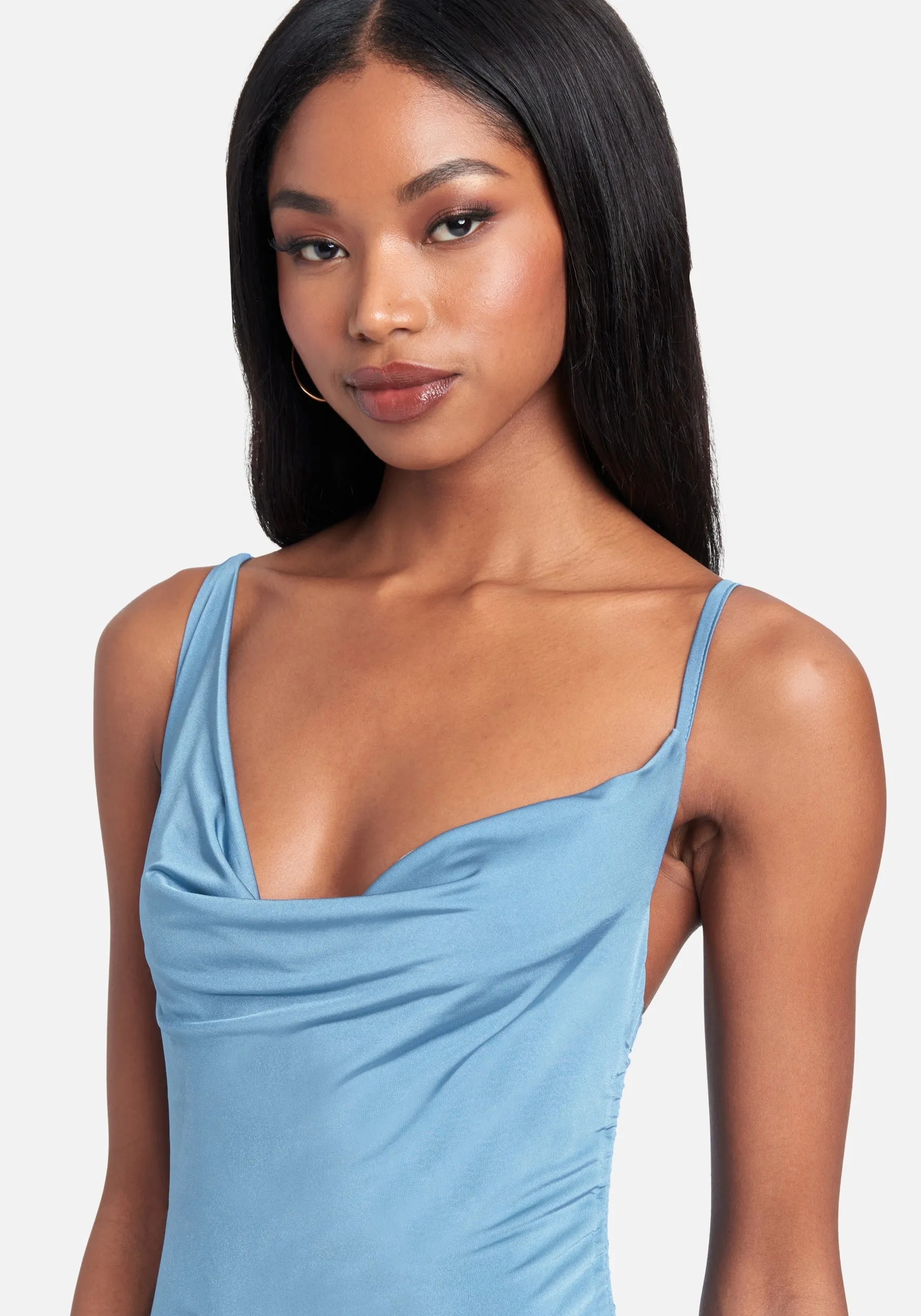 Asymmetrical Ruched Tie Hem Dress sold by Bebe product image thumbnail 3