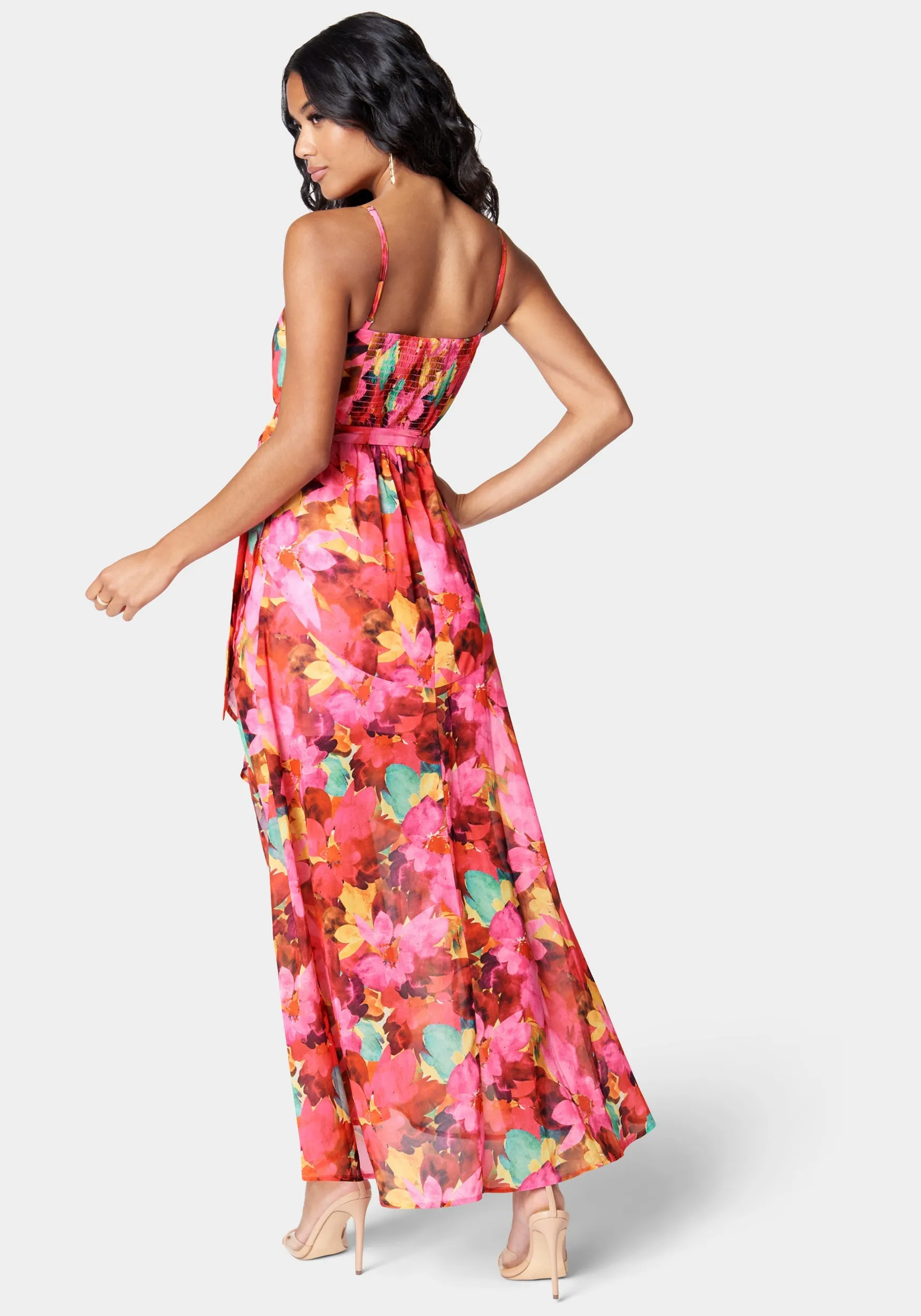 Printed Ruffle Wrap Dress sold by Bebe product image thumbnail 3