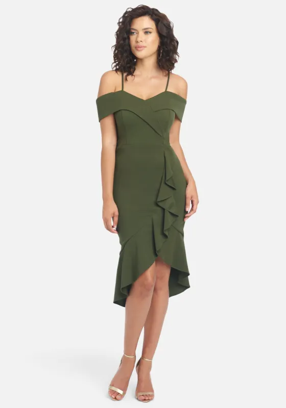 Cascade Ruffle Flounce Dress sold by Bebe