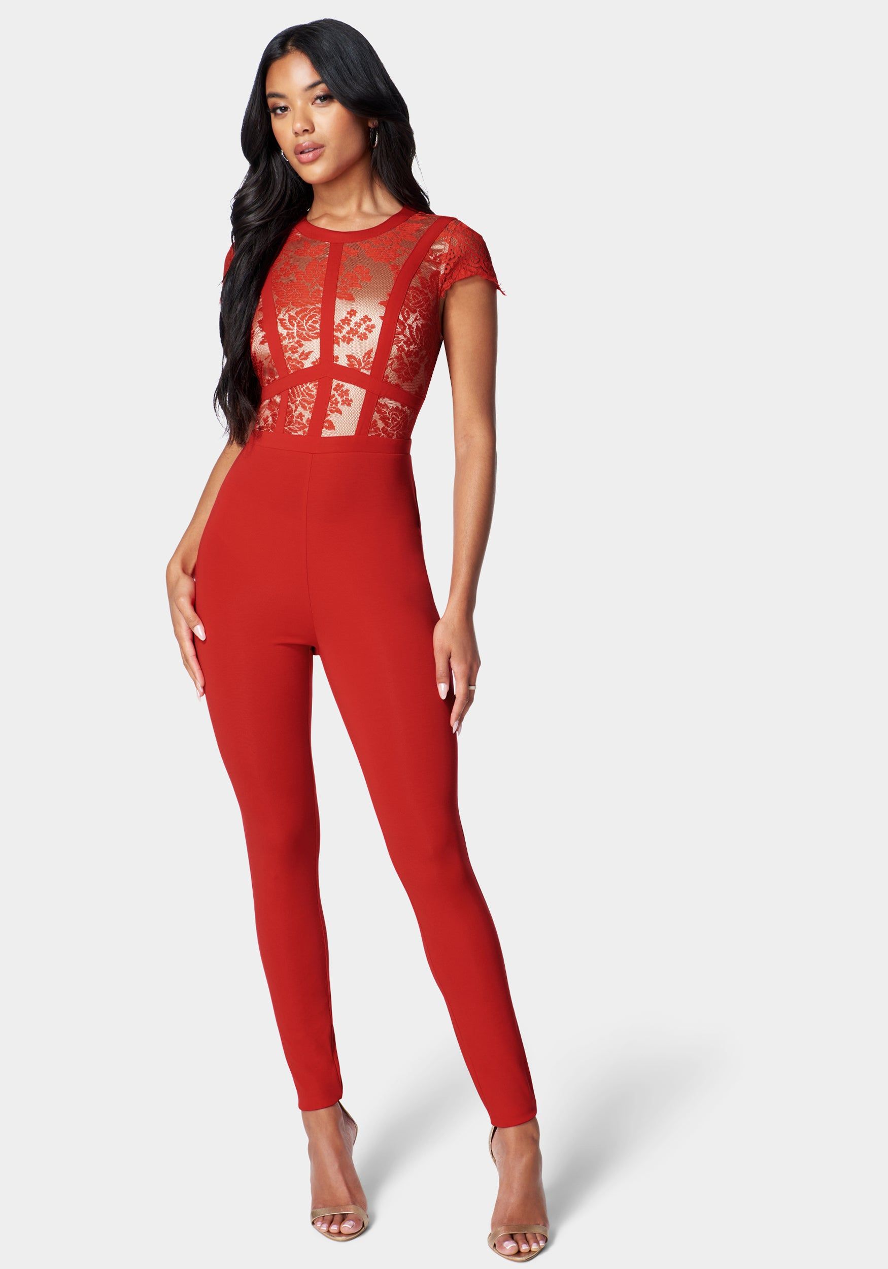 Caged Lace Catsuit sold by Bebe