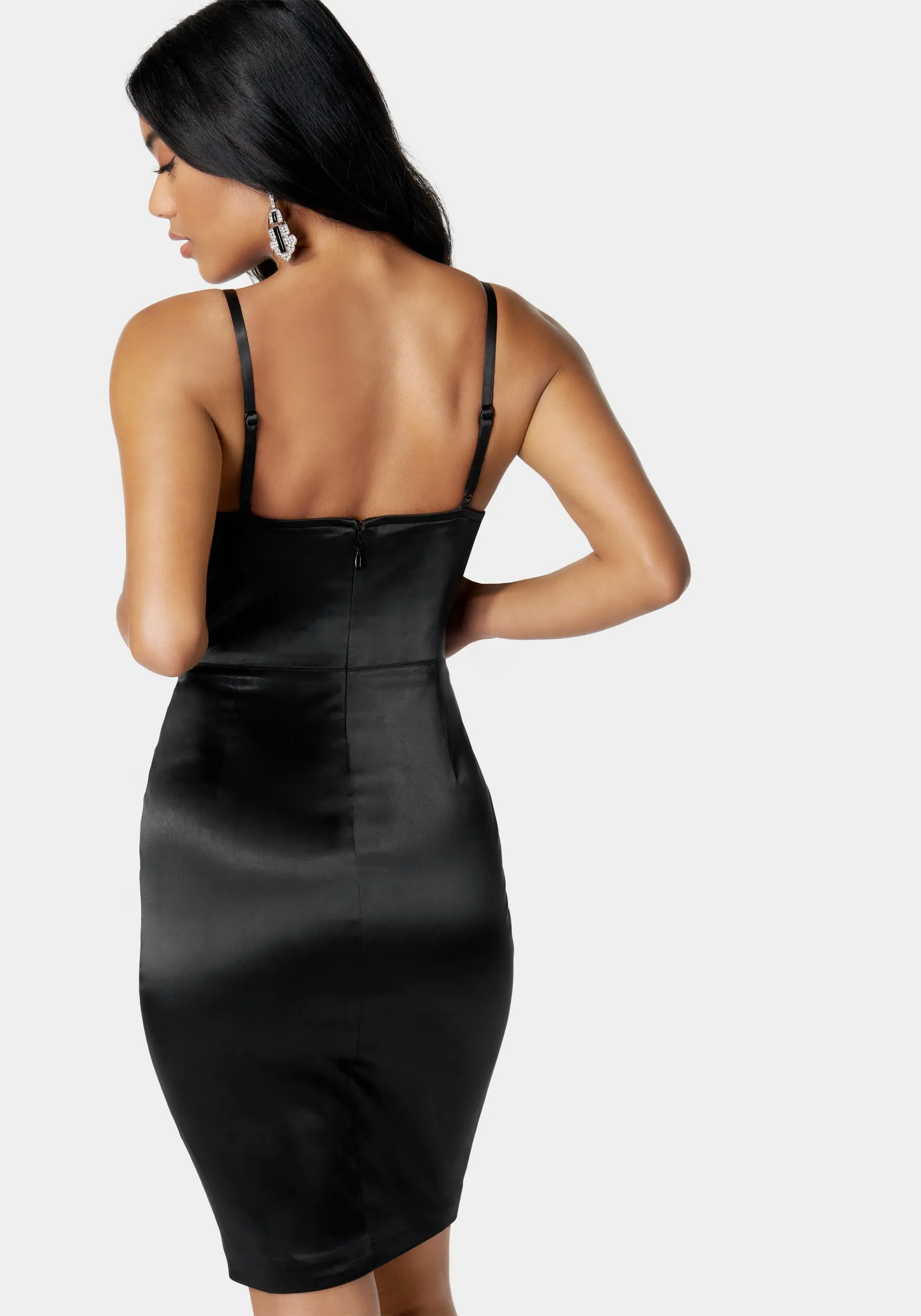 Satin Seam Detail Pencil Dress sold by Bebe product image thumbnail 3