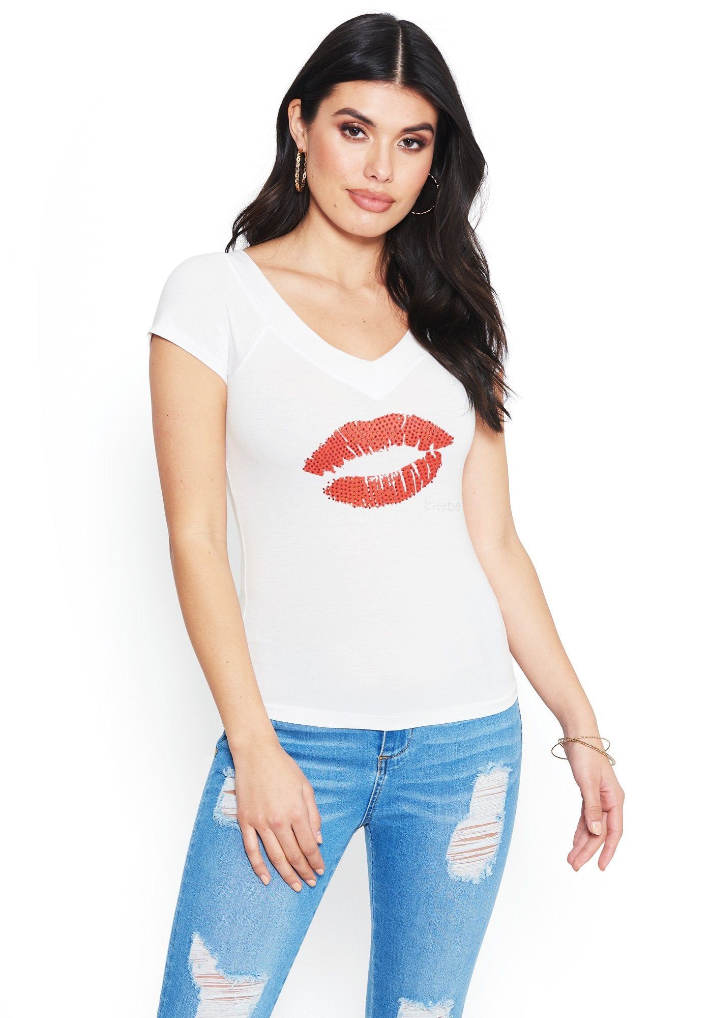 Logo Crystal Lips Tee sold by Bebe