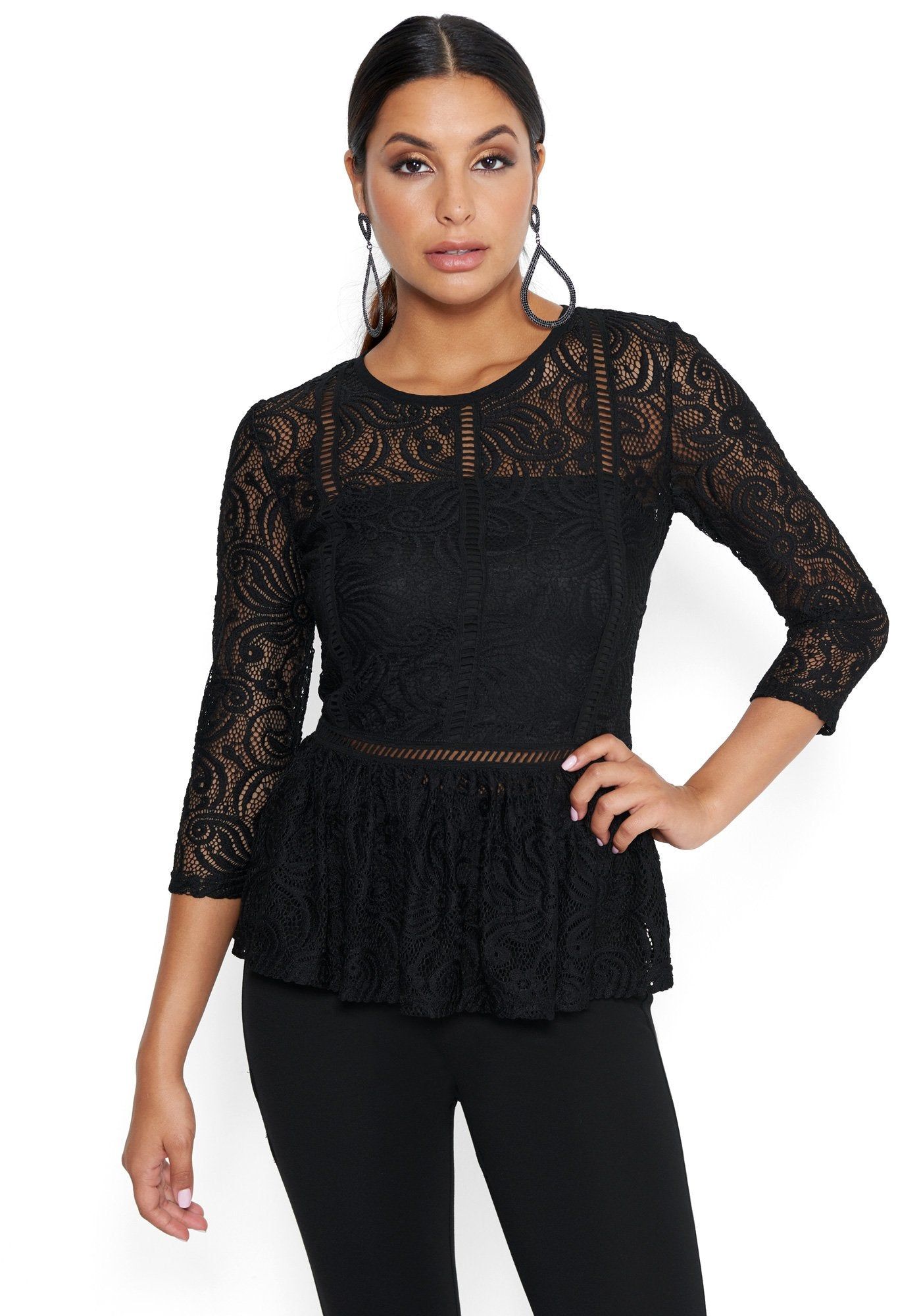 Lace Peplum Top sold by Bebe