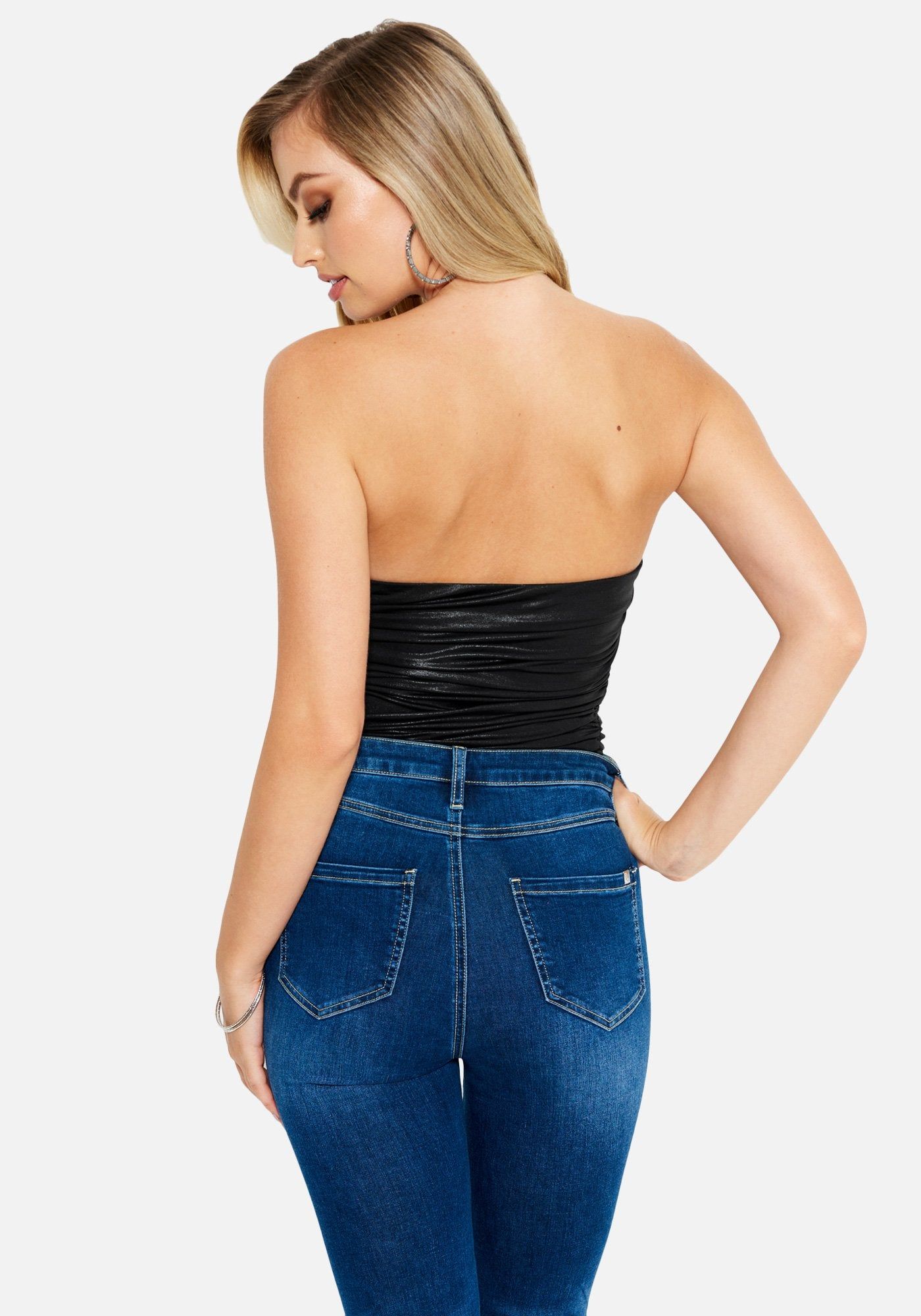 Strapless Ruched Ruffle Knit Top sold by Bebe product image thumbnail 3